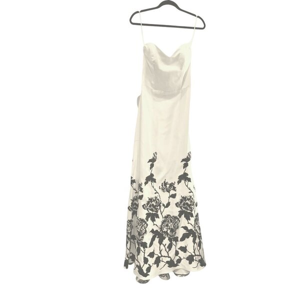 Frijol gown womens  maxi size 6 ivory /black silk. - Picture 1 of 16
